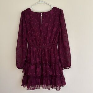 Plum Long Sleeve V-Neck Cocktail Dress